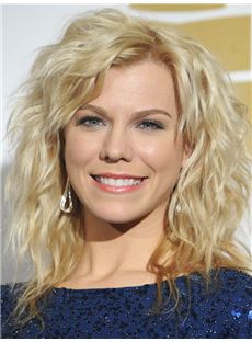 Kimberly Perry Hairstyle Medium Wavy Lace Front Human Wigs