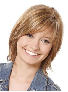 New Short Straight Capless Remy Hair Wigs