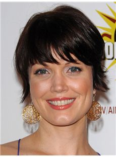 Romantic Bellamy Young Hairstyle Short Wavy Capless Human Wigs 