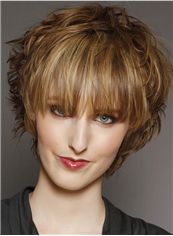 Leading Carole Bayer Sager Short Wavy Capless Real Human Hair Wigs