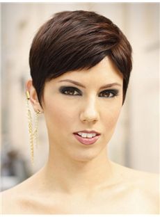 Good-Looking Short Straight Full Lace 100% Human Hair Wigs