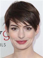 Anne Hathaway Hairstyle Short Straight Full Lace Remy Hair Wigs