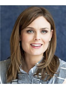 16 Inch Wavy Emily Deschanel Lace Front Human Wigs