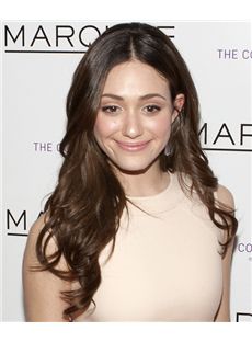 20 Inch Wavy Brown Emmy Rossum Lace Front Human Wigs
