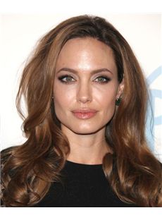 18 Inch Wavy Brown Angelina Jolie Full Lace 100% Human Wigs