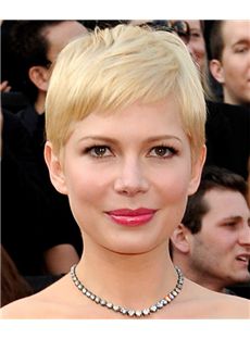 6 Inch Straight Blonde Michelle Williams Full Lace 100% Human Wigs