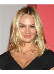 14 Inch Wavy Blonde Candice Swanepoel Full Lace 100% Human Wigs