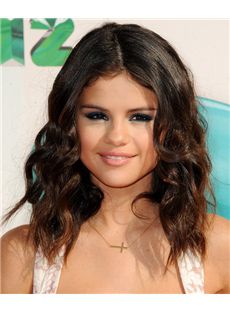 16 Inch Wavy Selena Gomez Full Lace 100% Human Wigs
