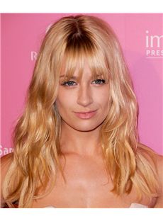 18 Inch Wavy Blonde Beth Behrs Full Lace 100% Human Wigs