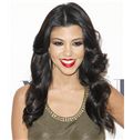 18 Inch Wavy Natural Black Kourtney Kardashian Full Lace 100% Human Wigs