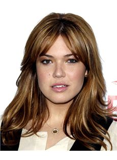 16 Inch Wavy Mandy Moore Human Hair Lace Front Wigs
