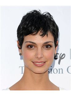 6 Inch Wavy Black Morena Baccarin Full Lace 100% Human Hair Wigs