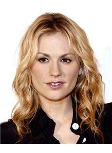 16 Inch Wavy Blonde Anna Paquin Lace Front Human Wigs