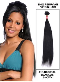 Straight 12'-30' Peruvian Virgin Hair Extension Weft - Natural Black  