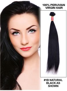 Cheap 12'-30' Straight Peruvian Virgin Hair Extension Weft - Natural Black  
