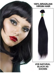 12'-30' Straight Brazilian Virgin Hair Extension Weft - Natural Black  