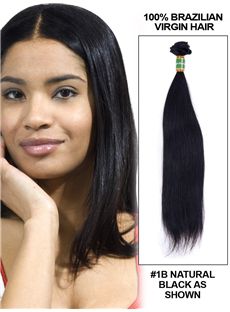 Straight 12'-30' Brazilian Virgin Hair Extension Weft - Natural Black  