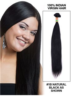 12'-30' Straight Indian Remy Hair Extension Weft - Natural Black  