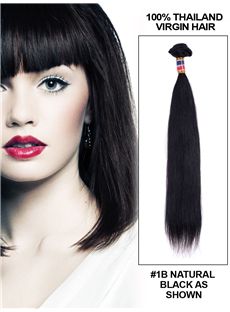 12'-30' Straight Thailand Virgin Hair Extension Weft - Natural Black  