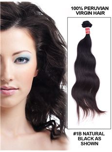 12'-30' Body Wave Peruvian Virgin Hair Extension Weft - Natural Black  