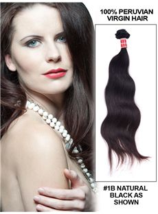 12'-30' Body Wave Peruvian Virgin Hair Extension Weft - Natural Black  
