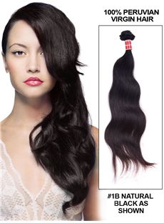 Hot 12'-30' Body Wave Peruvian Virgin Hair Extension Weft - Natural Black  