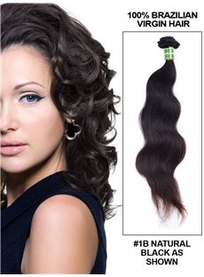 12'-30' Body Wave Brazilian Virgin Hair Extension Weft - Natural Black  