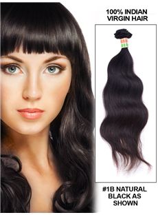 New 12'-30' Body Wave Indian Remy Hair Extension Weft - Natural Black  