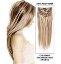 Chestnut Brown Silk Straight Clip In Indian Remy Human Hair Extension