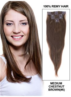 12'-30' 7 Piece Silky Straight Clip In Indian Remy Human Hair Extension