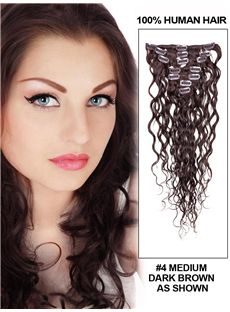 12'-30' 7 Piece Silky Straight Clip In Indian Remy Human Hair Extension - Medium Dark Brown