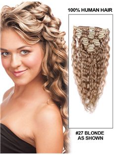 12'-30' 7 Piece Body Wave Clip In Indian Remy Human Hair Extension - Blonde