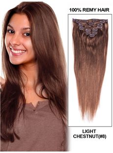 Light Chestnut Body Wave Clip In Indian Remy Human Hair Extension