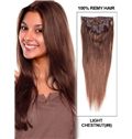 Light Chestnut Body Wave Clip In Indian Remy Human Hair Extension