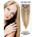 Chestnut Brown/Blonde Clip In Indian Remy Hair Extensions