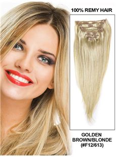 12'-30' 7 Piece Silky Straight Clip In Indian Remy Human Hair Extension - Golden Blonde
