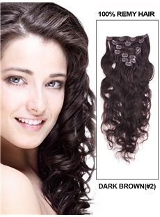 12'-30' 7 Piece Deluxe Set Silky Straight Clip In Indian Remy Human Hair Extension - Dark Brown