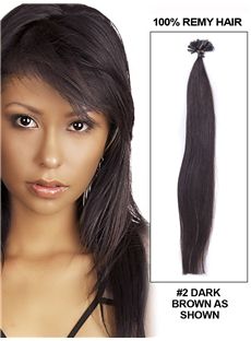 12'-30' 100 Strands Dark Brown Straight Nail/U Tip Brazilian Remy Hair Extensions