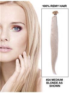 12'-30' 100 Strands Medium Blonde Straight Nail/U Tip Brazilian Remy Hair Extensions