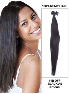 12'-30' 100 Strands Black Straight Nail/U Tip Brazilian Remy Hair Extensions