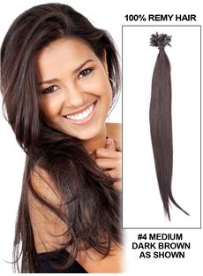 Dark Brown Straight Clip in Human Hair Extensions