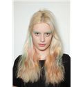 22 Inch Wavy Blonde Mixed Pink and Green Human Hair Ombre Wigs