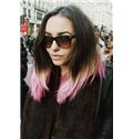 20 Inch Straight Black to Pink Human Hair Ombre Wigs