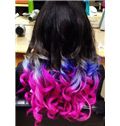 22 Inch Wavy Black to Purplr Human Hair Ombre Wigs