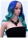 26 Inch Wavy Purple to Green Human Hair Ombre Wigs