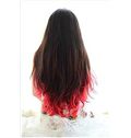 30 Inch Wavy Black to Red Human Hair Ombre Wigs