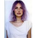 14 Inch Wavy Purplr with White Human Hair Ombre Wigs