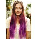 28 Inch Straight Blonde to Purple Human Hair Ombre Wigs