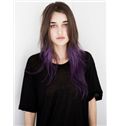 24 Inch Wavy Brown to Purple Human Hair Ombre Wigs