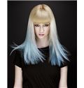 20 Inch Straight Blonde to Blue 100% Human Hair Ombre Wigs